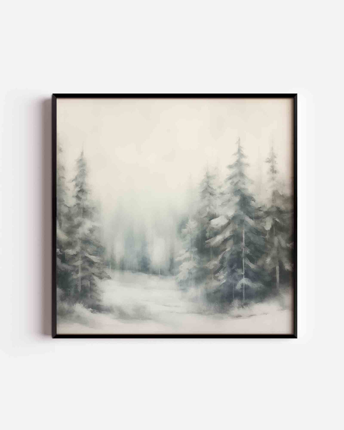 Mistig boslandschap – kerst vierkante poster als wanddecoratie