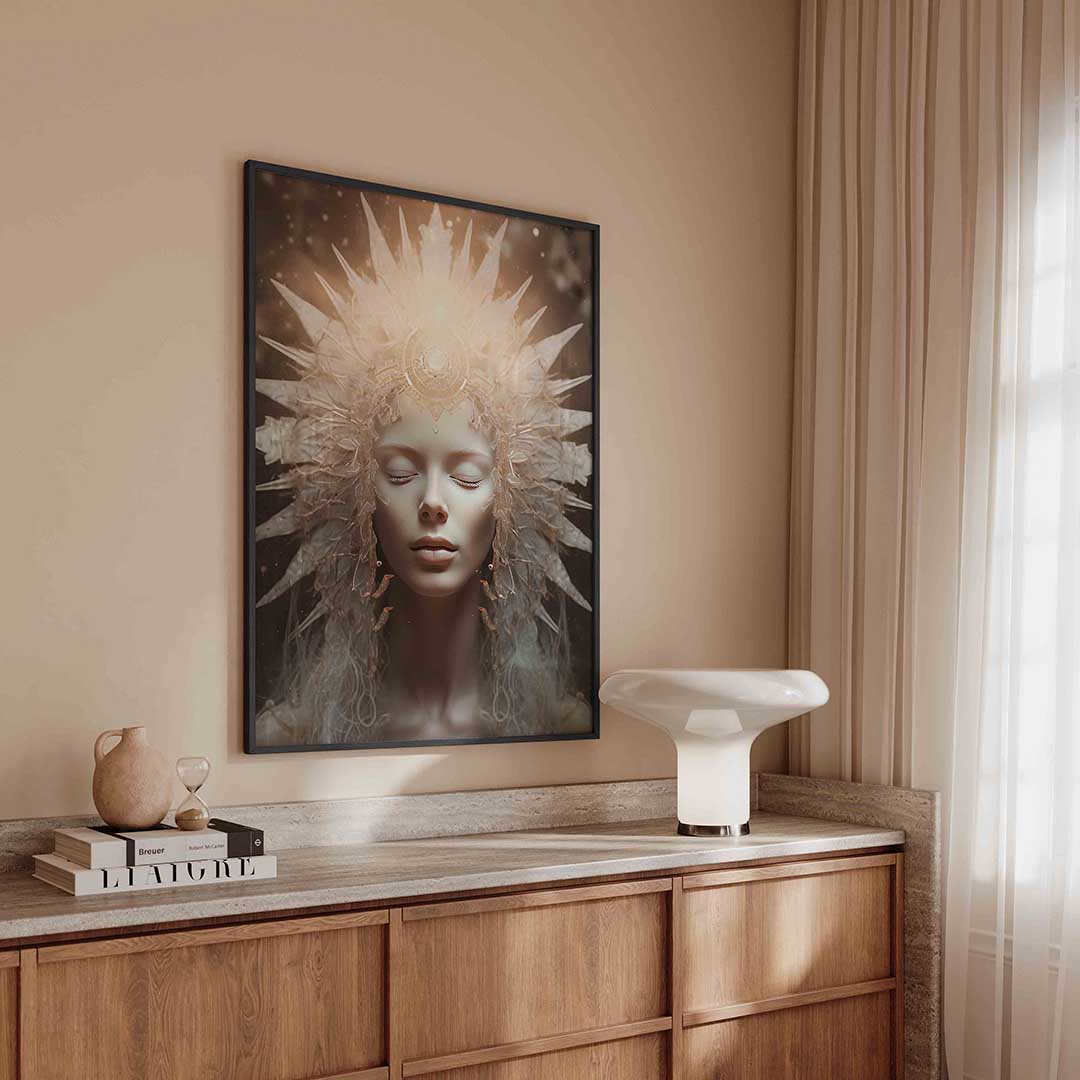 Vrouw met kroon – surreal poster in staand formaat