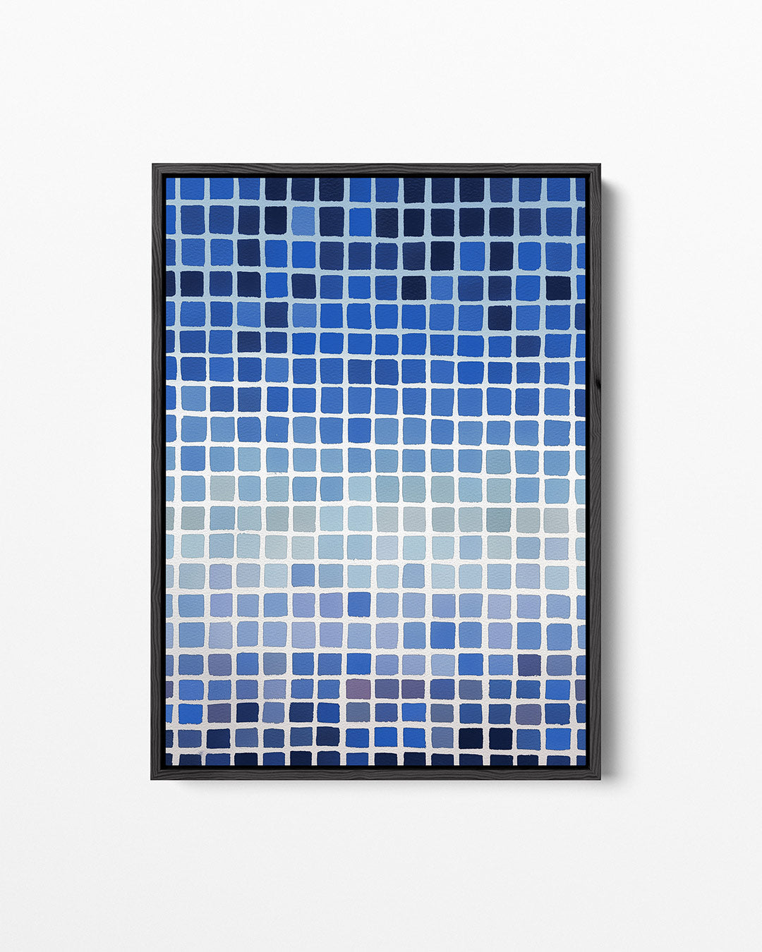 Blauwe rasterpatronen – staand wanddecoratie kunstwerk