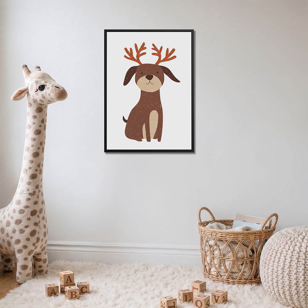 Vrolijke hond illustratie – moderne staande wandkunst