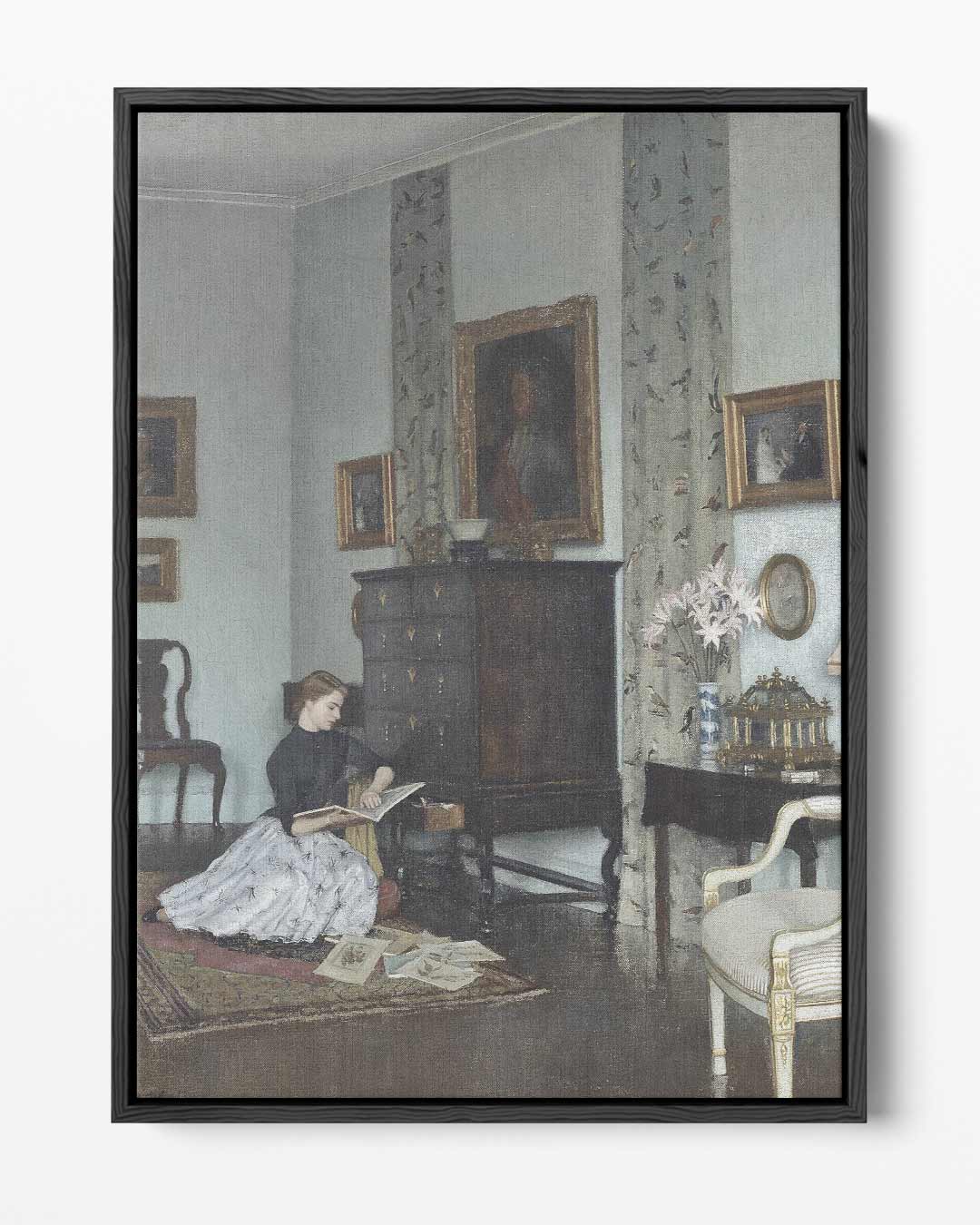 Lezen in een Sereen Salon – portret kunstwerk als wanddecoratie