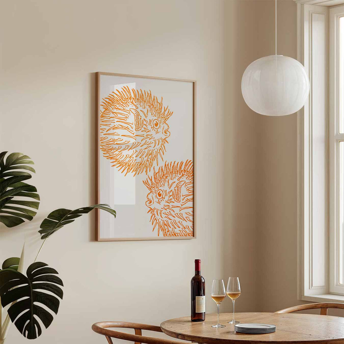 Vibey Zee-egel Illustratie – zeedieren poster in staand formaat