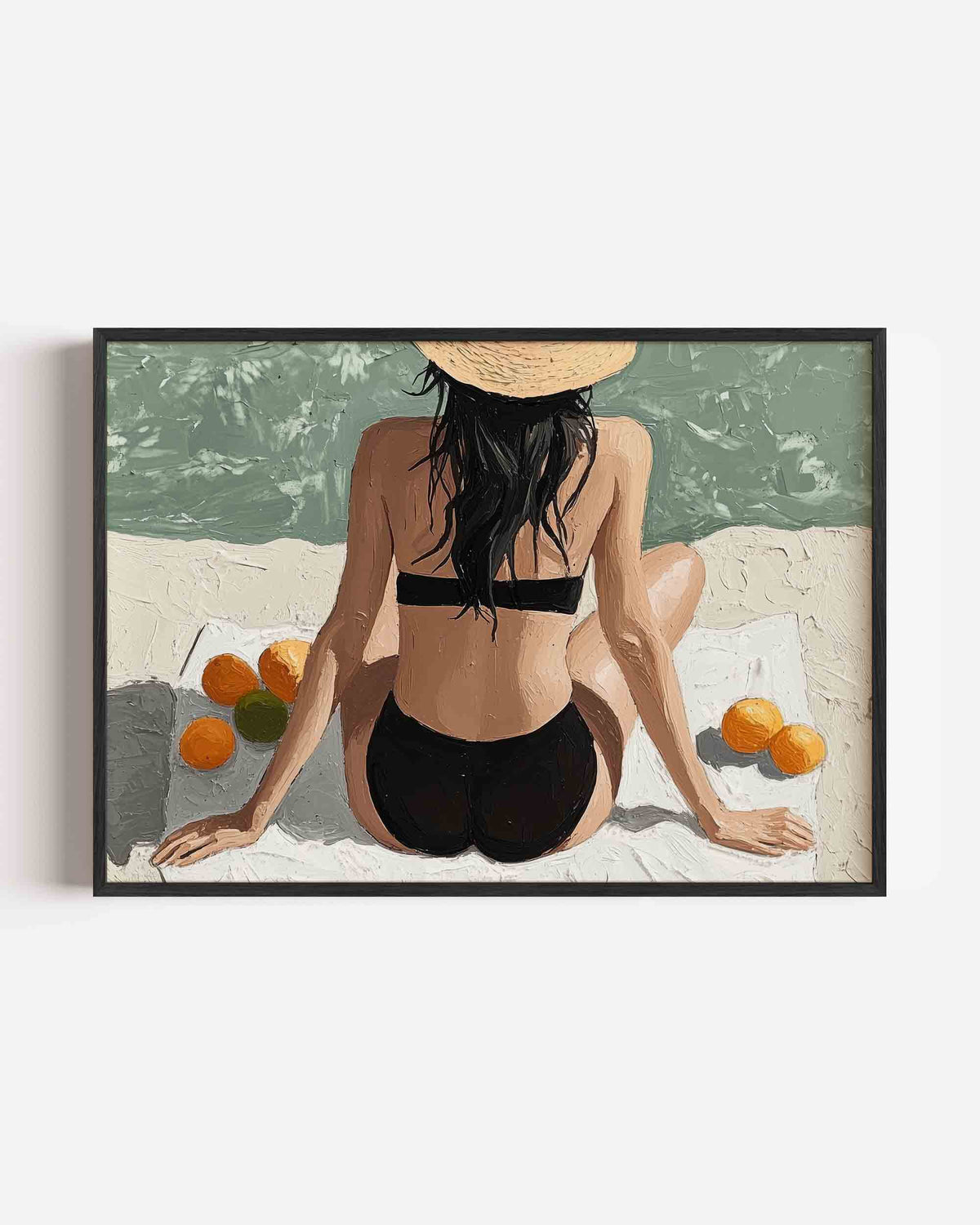 Vrouw op strand – hedendaagse illustratie poster in landscape formaat