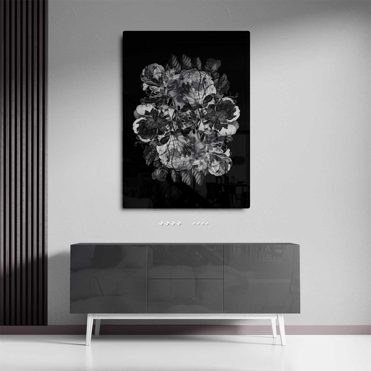 Mystieke Bloemenweelde – dibond wanddecoratie in staand formaat