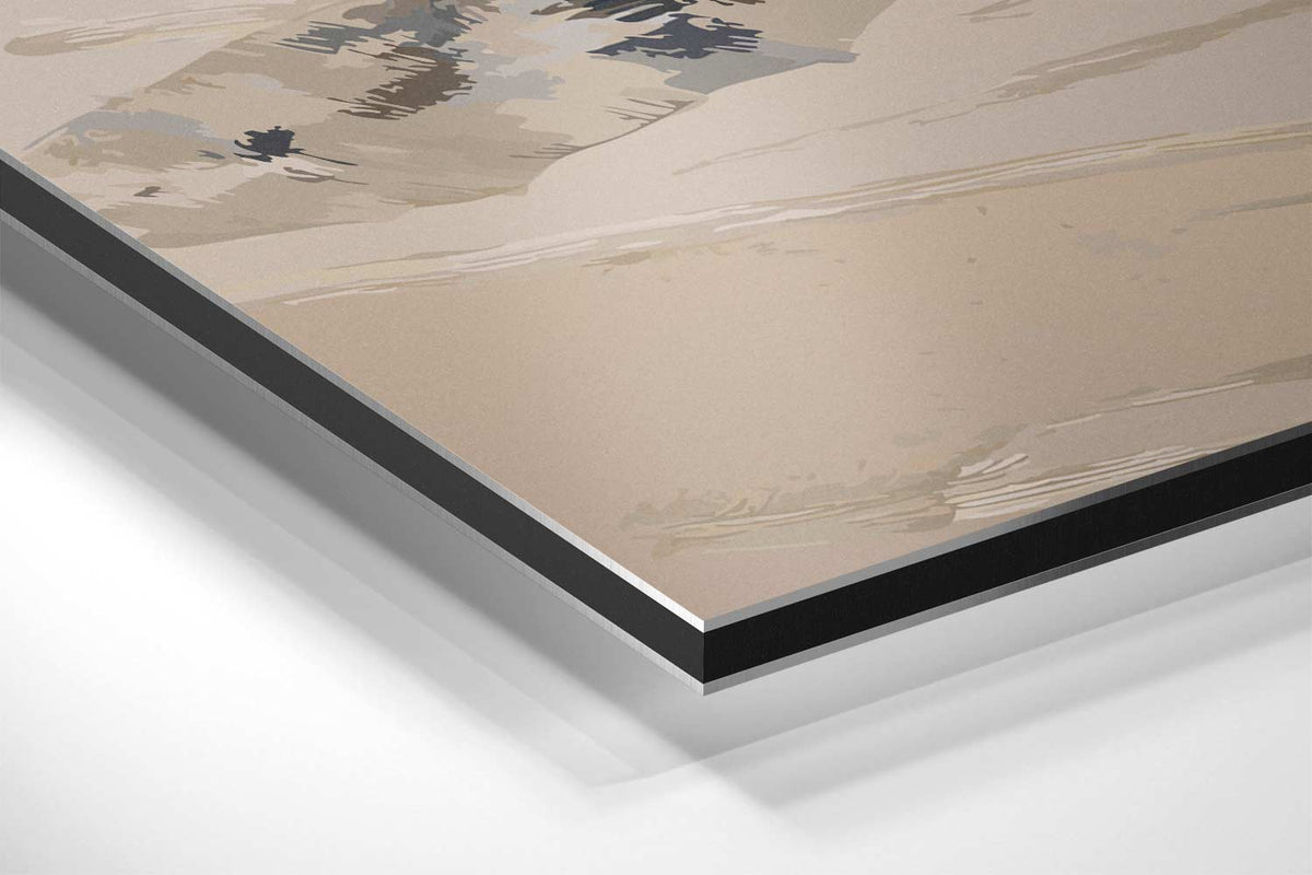 Strandparaplu's in Windstorm – canvas kunstwerk als wanddecoratie