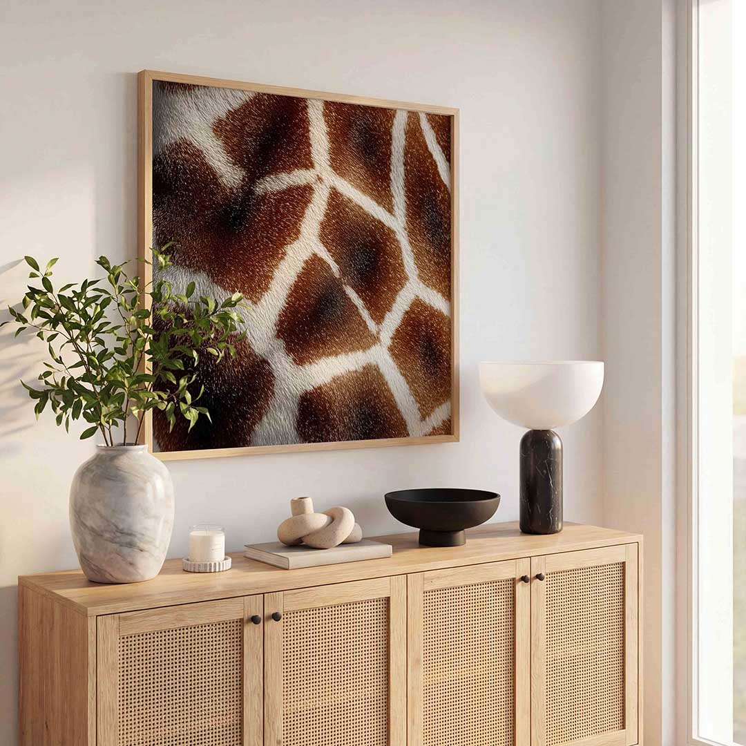 Giraffe patroon – vierkante jungle wanddecoratie van WallArtistic