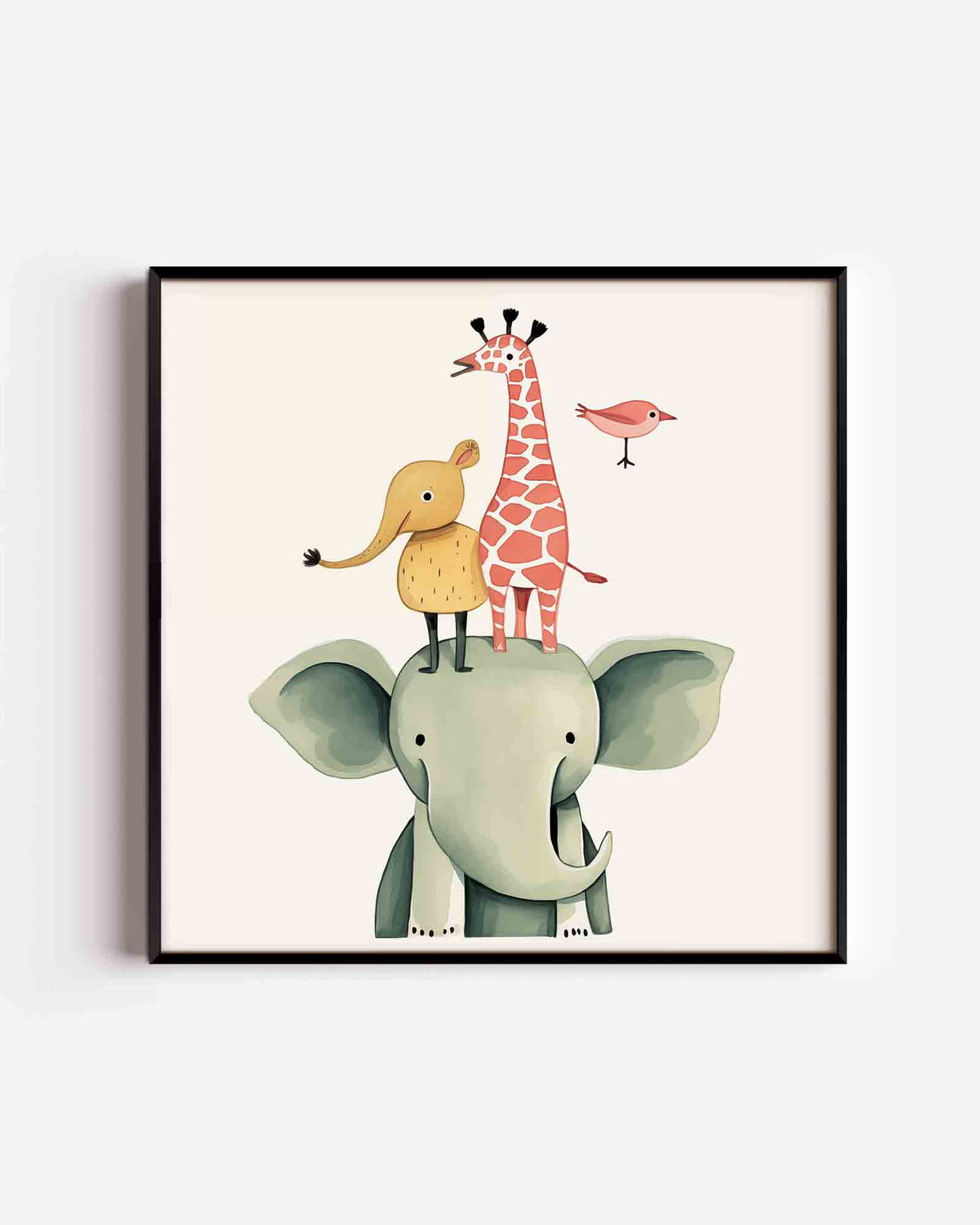 Dierenstapel – vierkante kinderposter als wanddecoratie