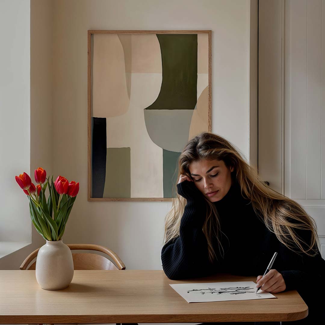 Abstracte Aardetinten – staande muurposter met abstracte vormen