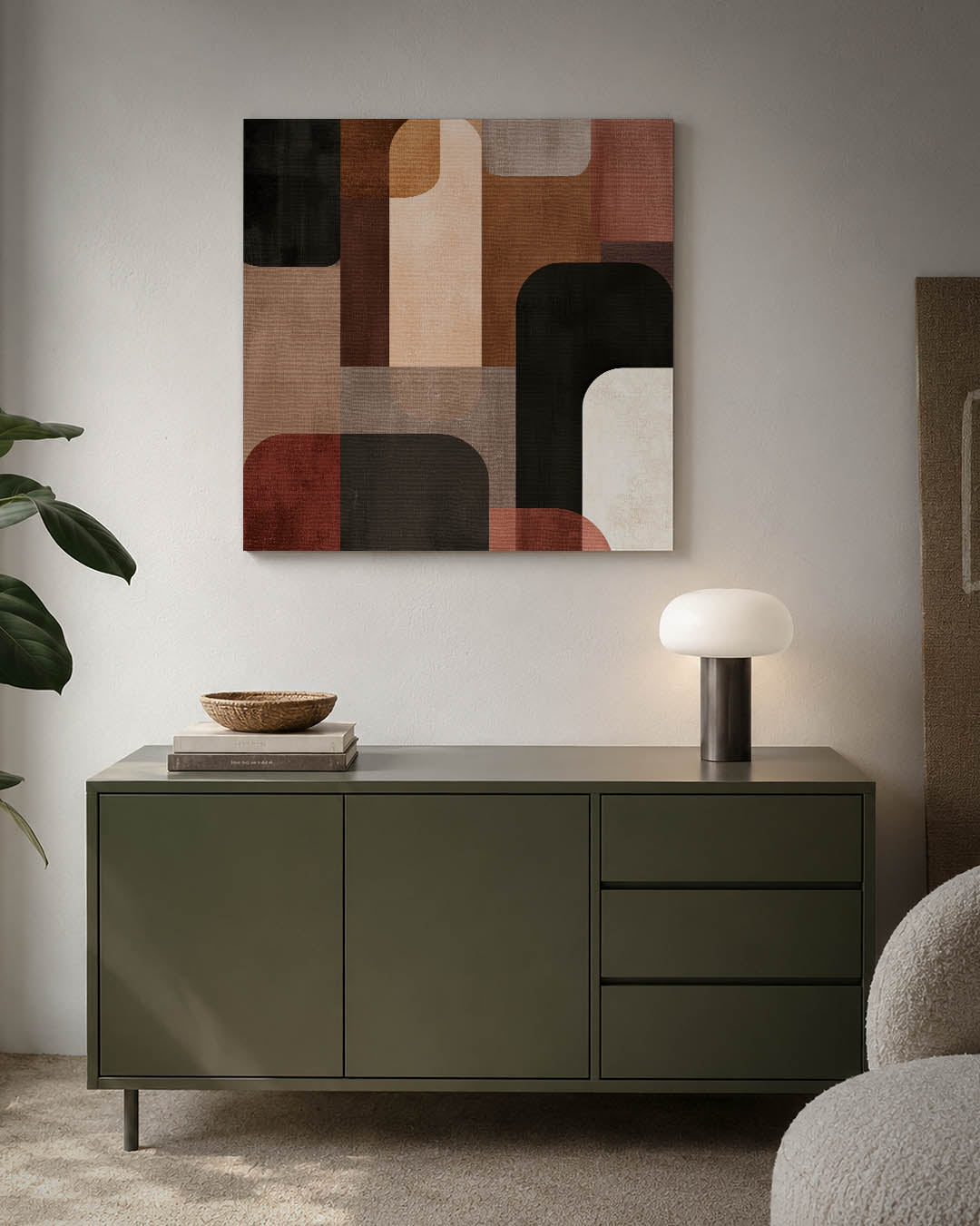 Geometrische vormen compositie kunstwerk – detailweergave – dit werk toont een dynamische compositie van overlappende