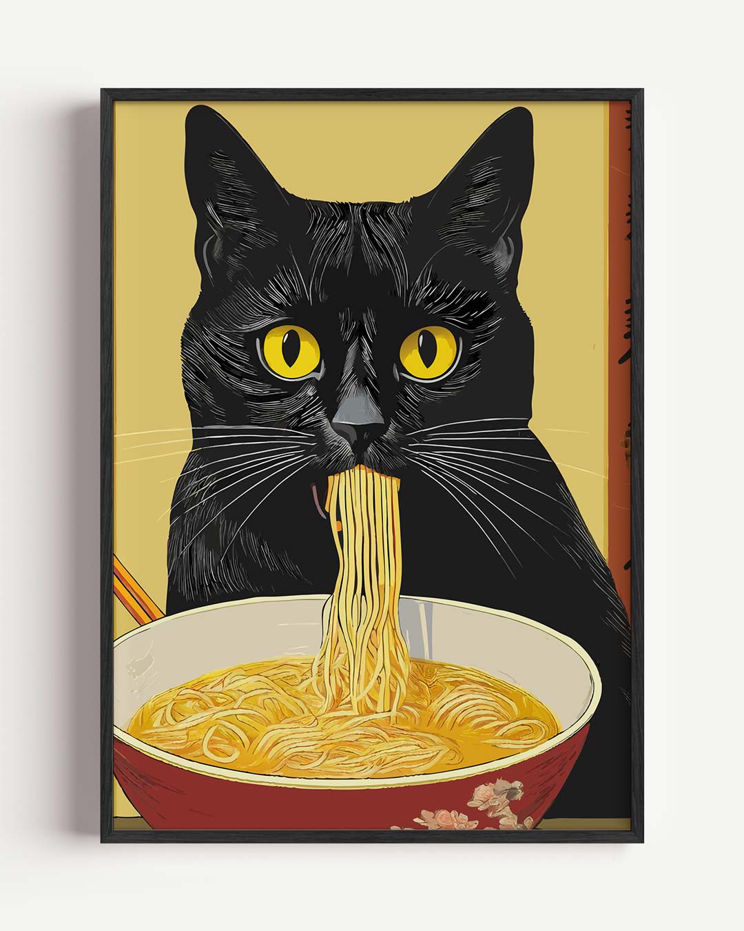 Kat met Noodles – dieren portret poster als wanddecoratie