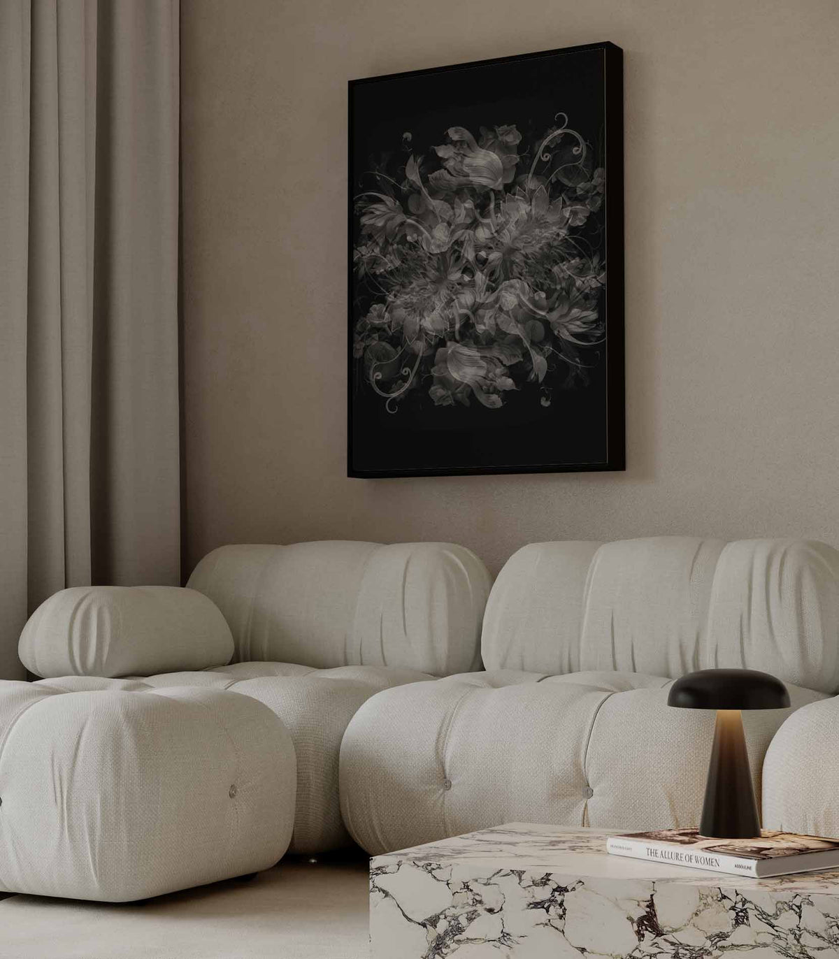 Mystieke Bloemenfantasie – dibond wanddecoratie in staand formaat