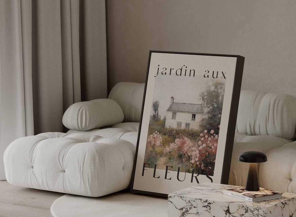 Franse Bloementuin Poster – plexiglas wanddecoratie in portret formaat
