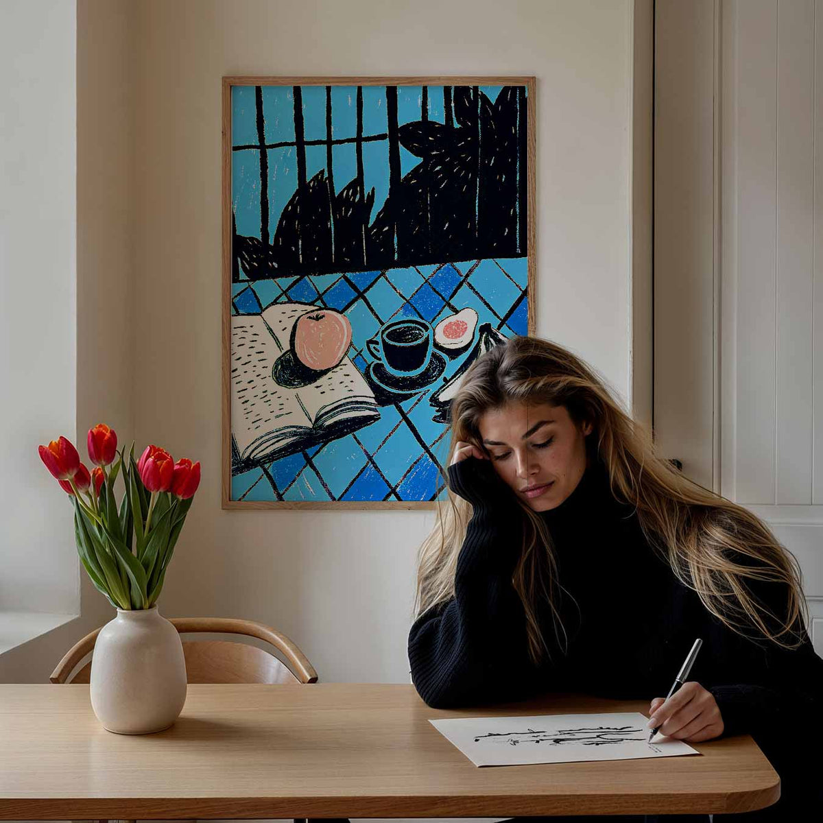 Stijlvolle Ontbijt Illustratie – keuken portret poster, afbeelding 7
