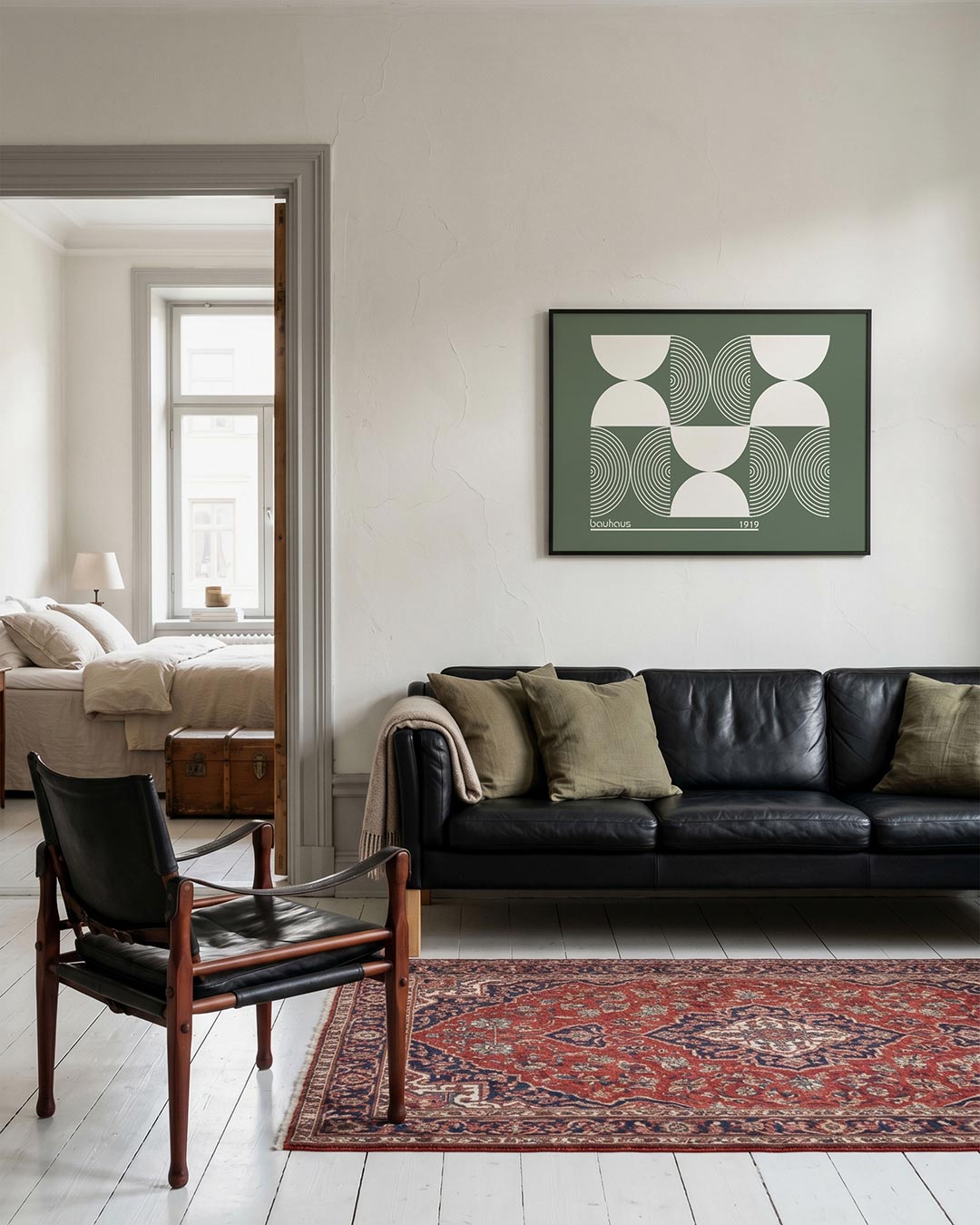 Cirkelvormen en lijnen – geometrische Bauhaus poster in liggend formaat