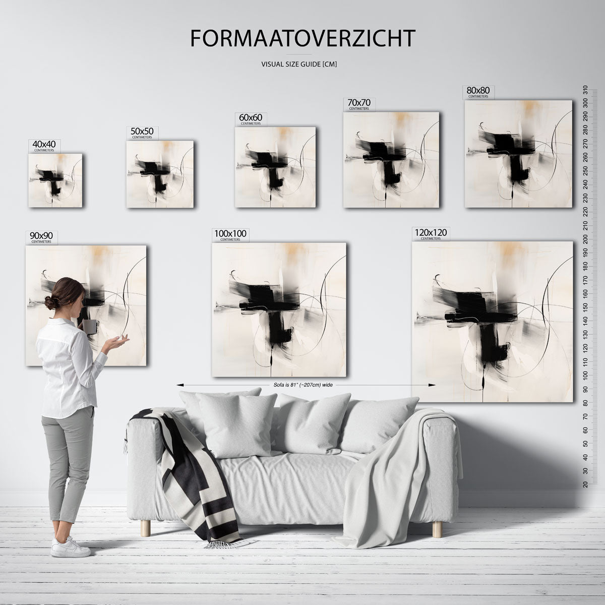 Abstracte lijnen en vlakken – vierkante muurposter met kleurrijke vormen