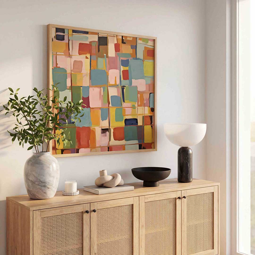 Gekleurde vlakken – abstracte wandkunst als vierkante poster