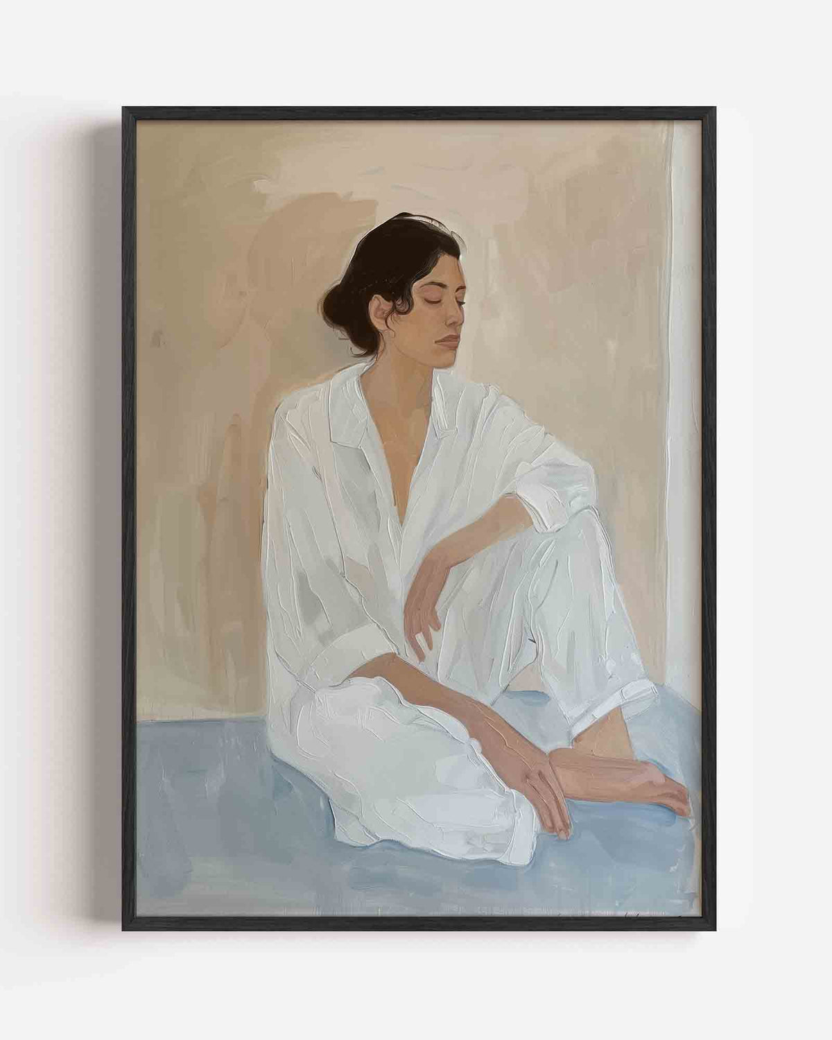 Vrouw in witte kleding – hedendaagse illustratie portret poster als wanddecoratie