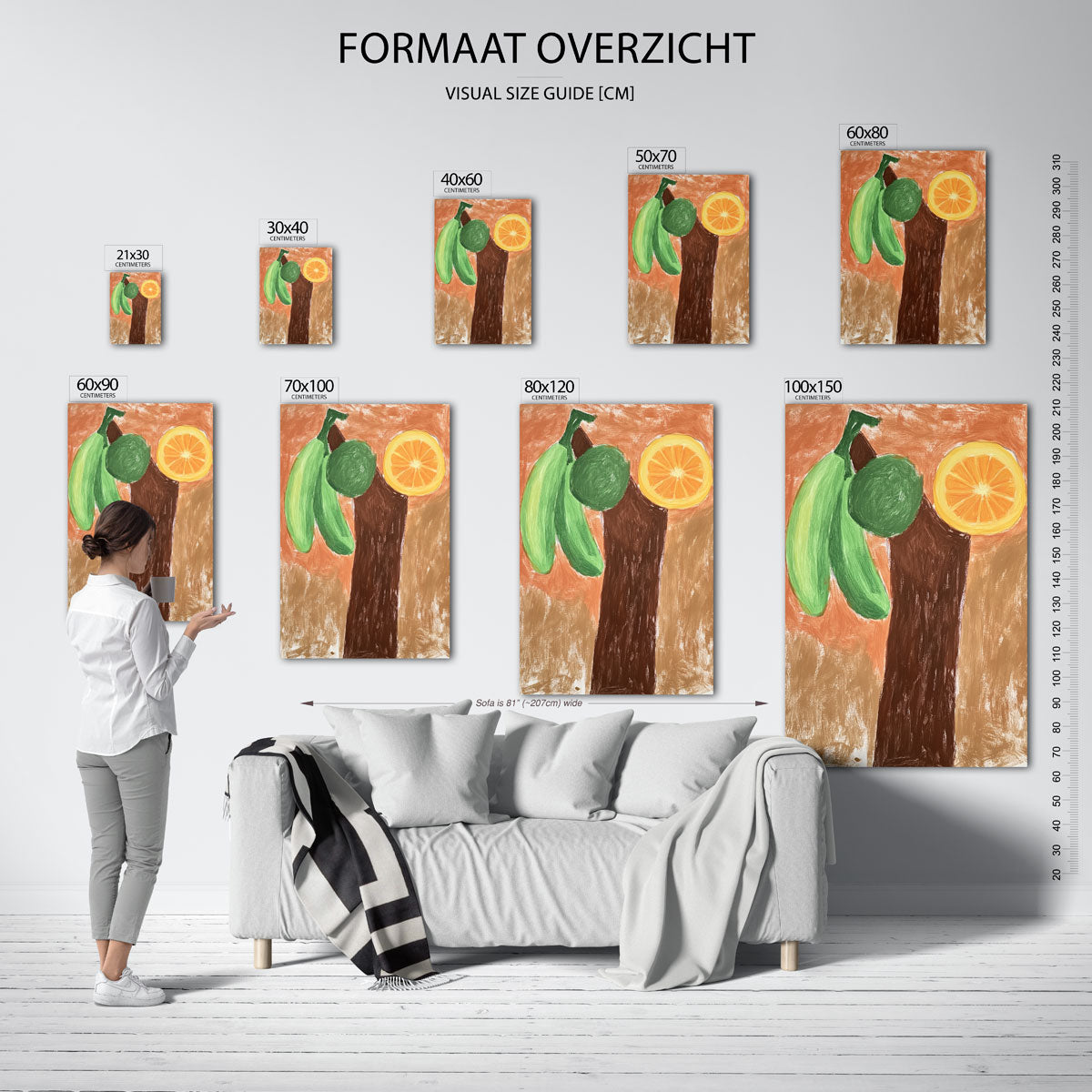 Fruit en boomstam – staande muurposter met jungle thema
