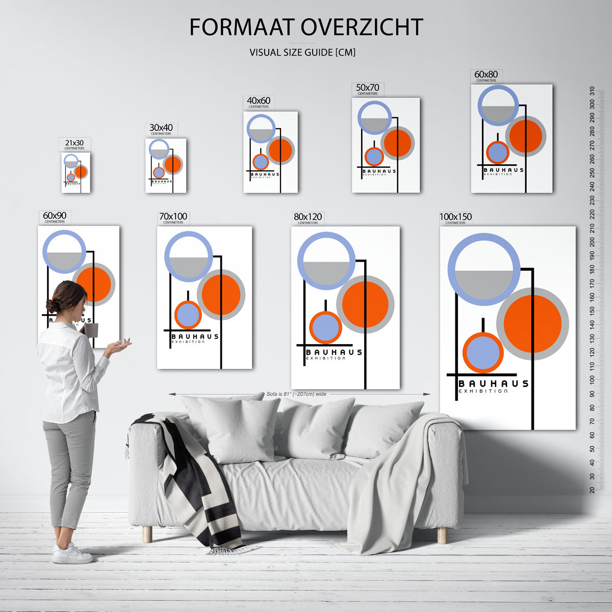 Cirkel en lijnenspel – geometrische poster in Bauhaus-stijl van WallArtistic