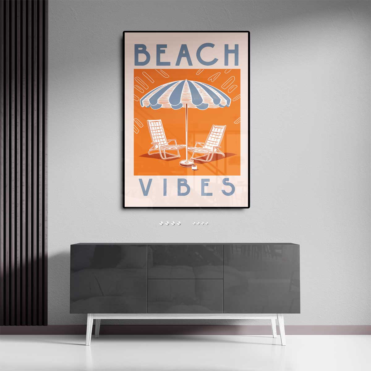 Zomerse Strandvibes – kunstwerk met zwarte baklijst
