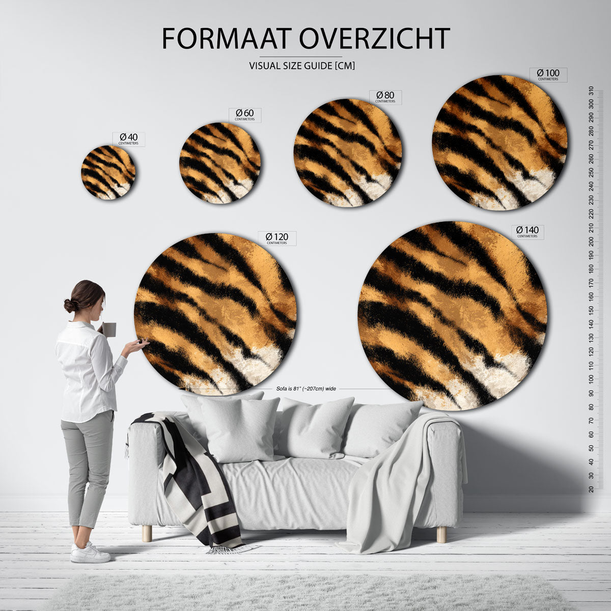 Tijgerstrepen – safari wandkunst als moderne muurcirkel