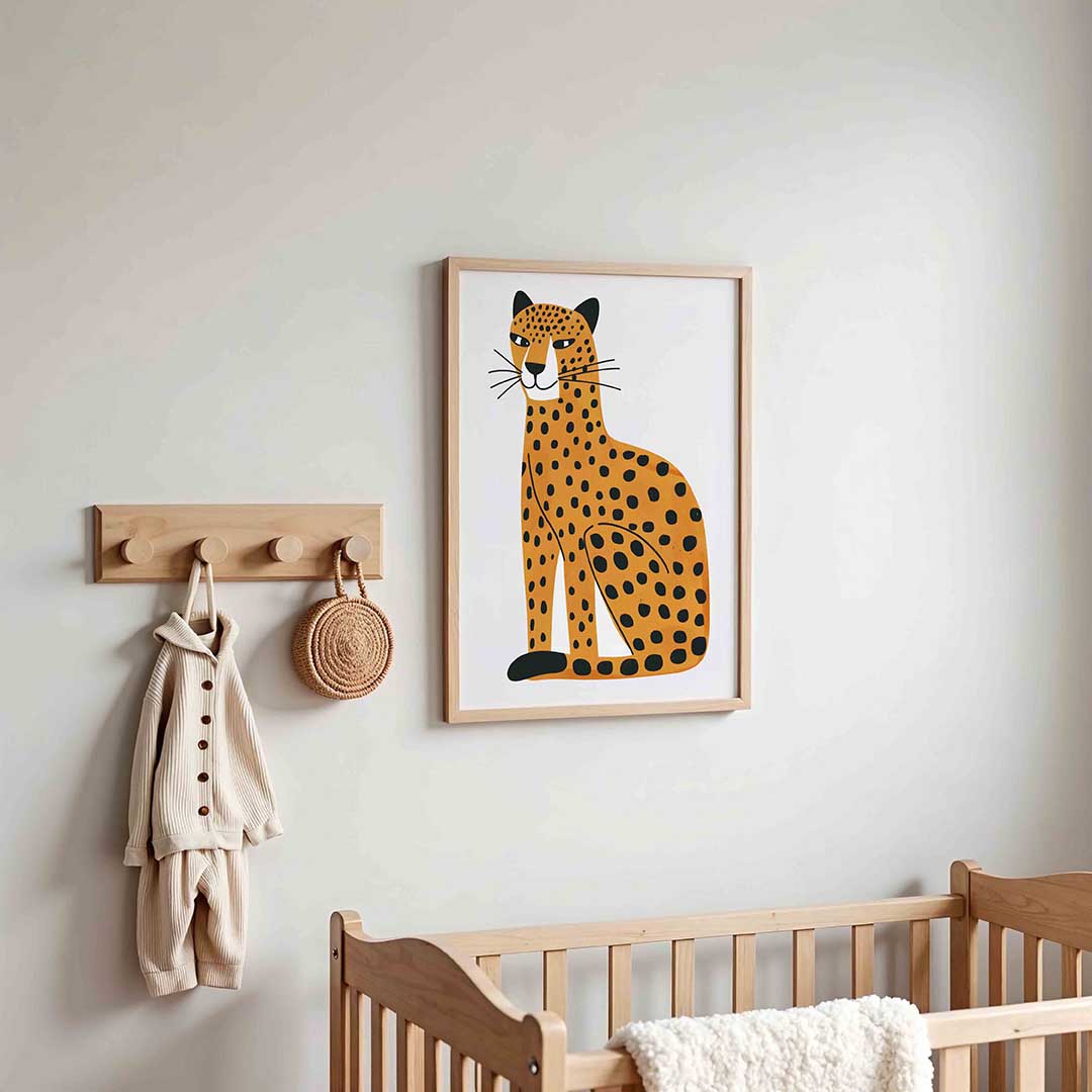 Luipaard illustratie – kinderposter in staand formaat