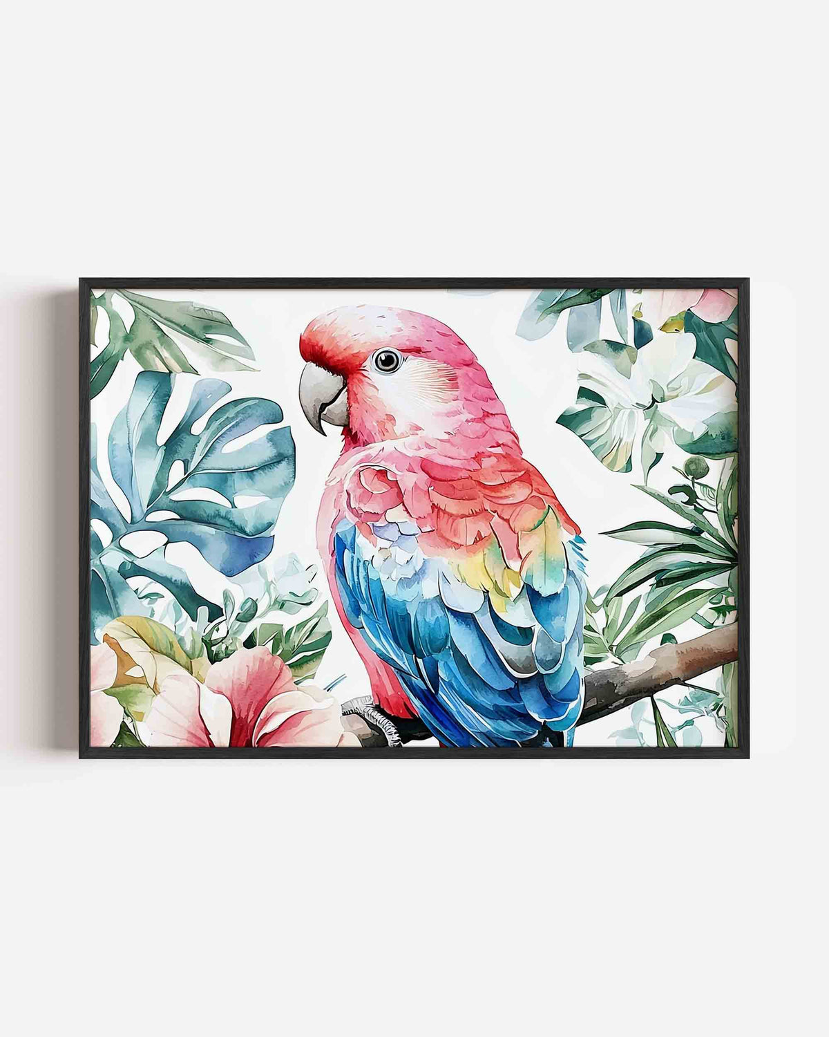 Papegaai en bladeren – dieren landscape poster als wanddecoratie