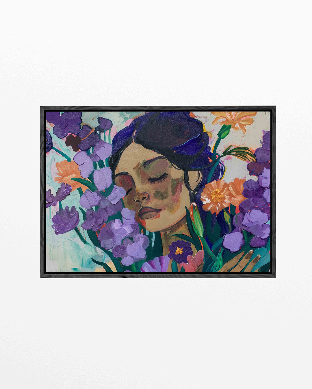 Dromerige bloemenportret – liggend bloemen kunstwerk