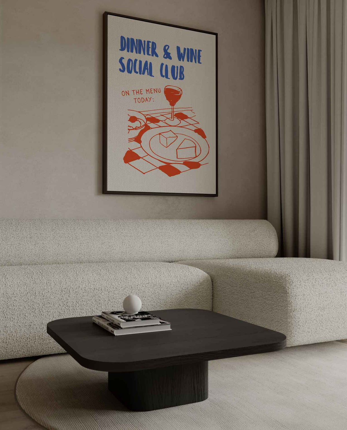 Dinner & Wine Social Club Poster – dibond wanddecoratie in staand formaat