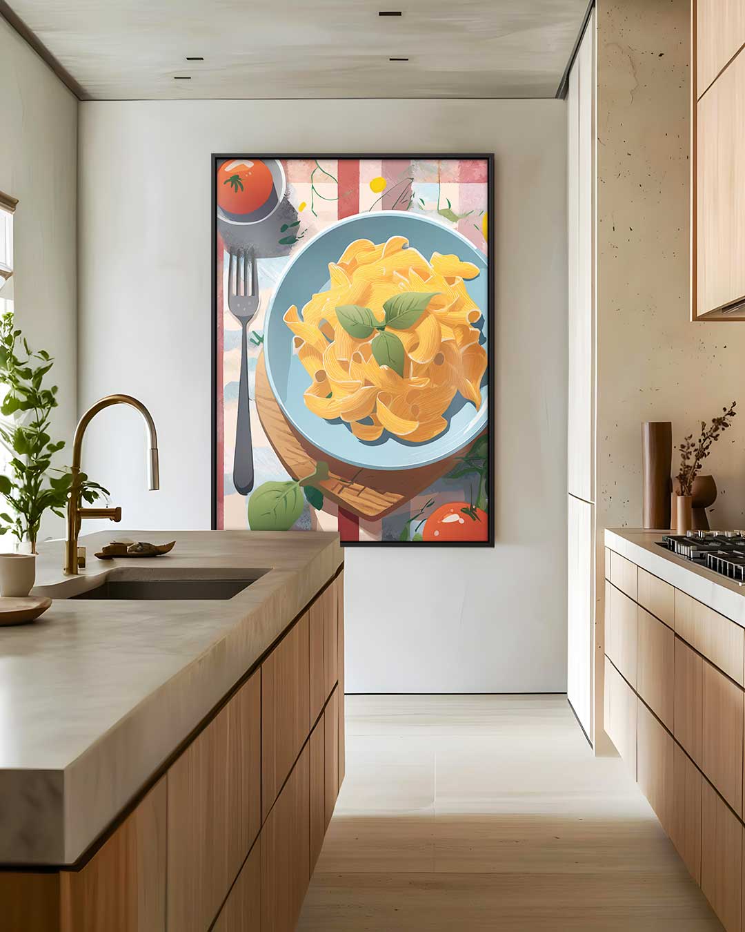 Italiaanse Zomer Pastaschilderij – staand kunstwerk voor modern interieur