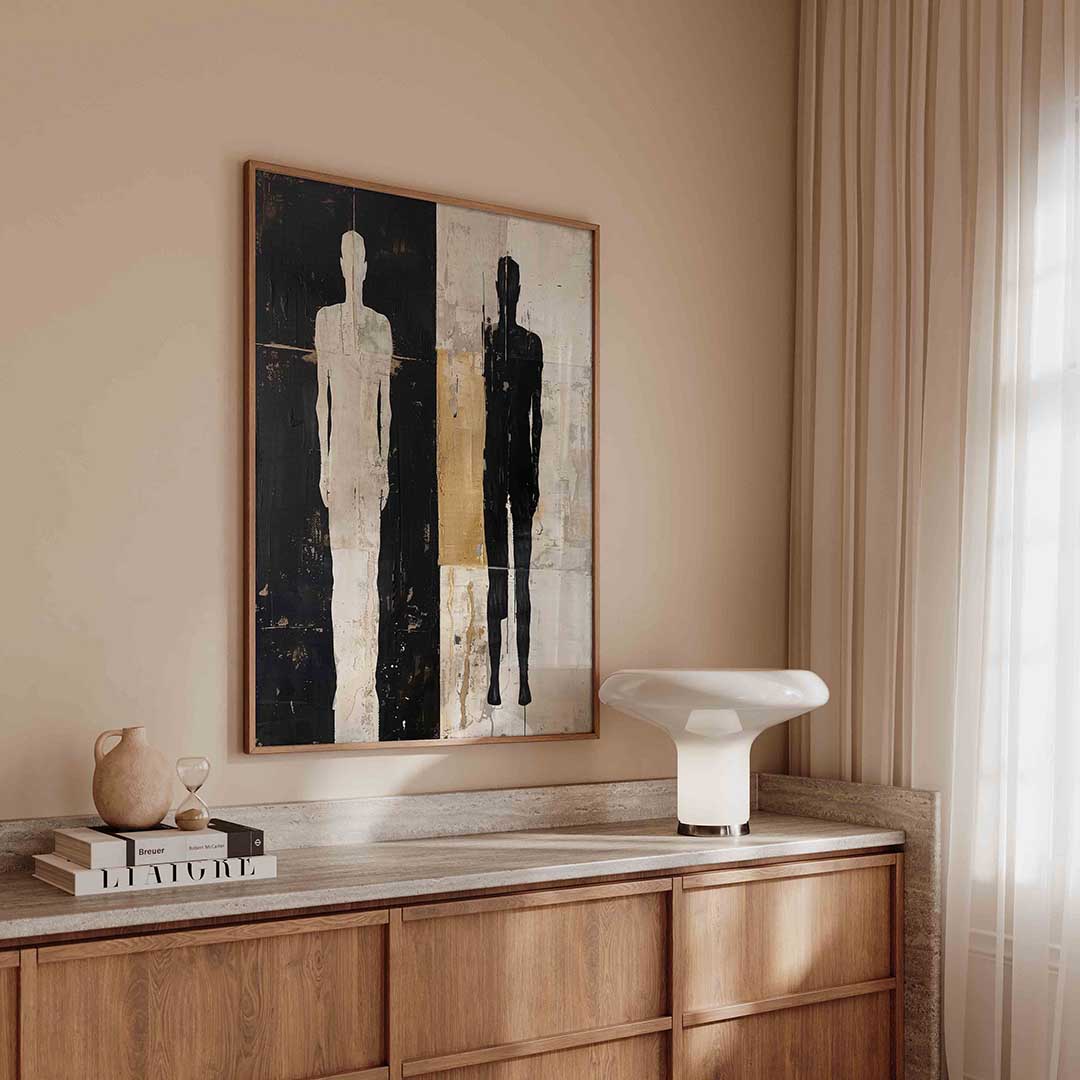 Twee silhouetten – abstracte poster in staand formaat
