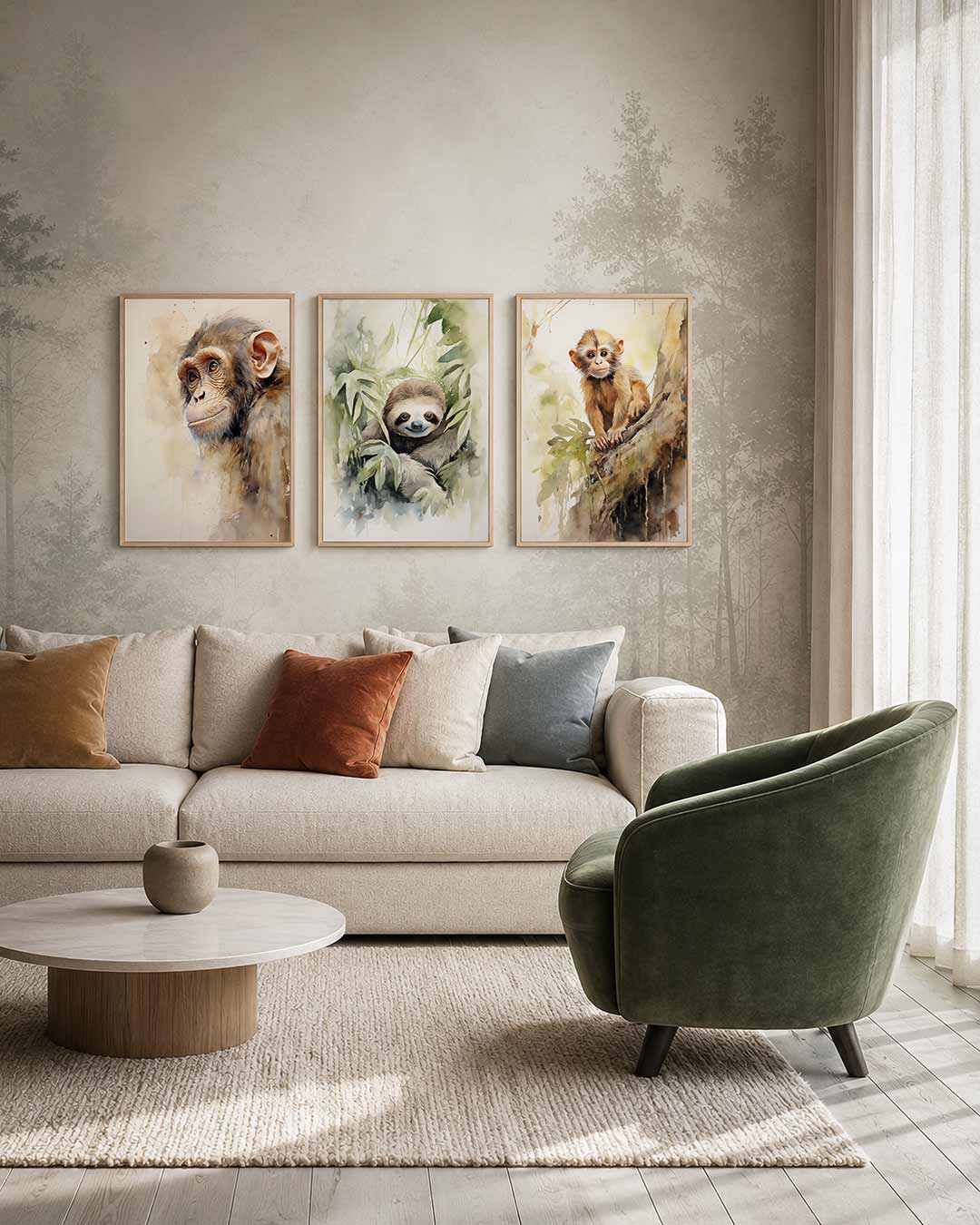 Abstract driedelige posterset – een abstracte posterset met donkere tinten en een rustige