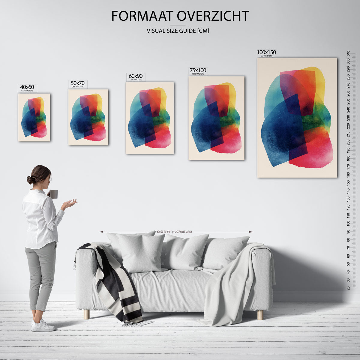 Kleurrijke vormen – staand wanddecoratie kunstwerk