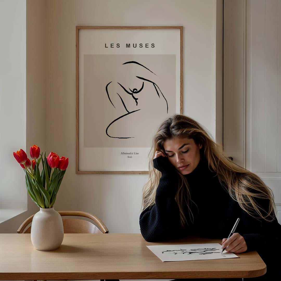 Minimalistische Lijnkunst – lijntekening poster in staand formaat