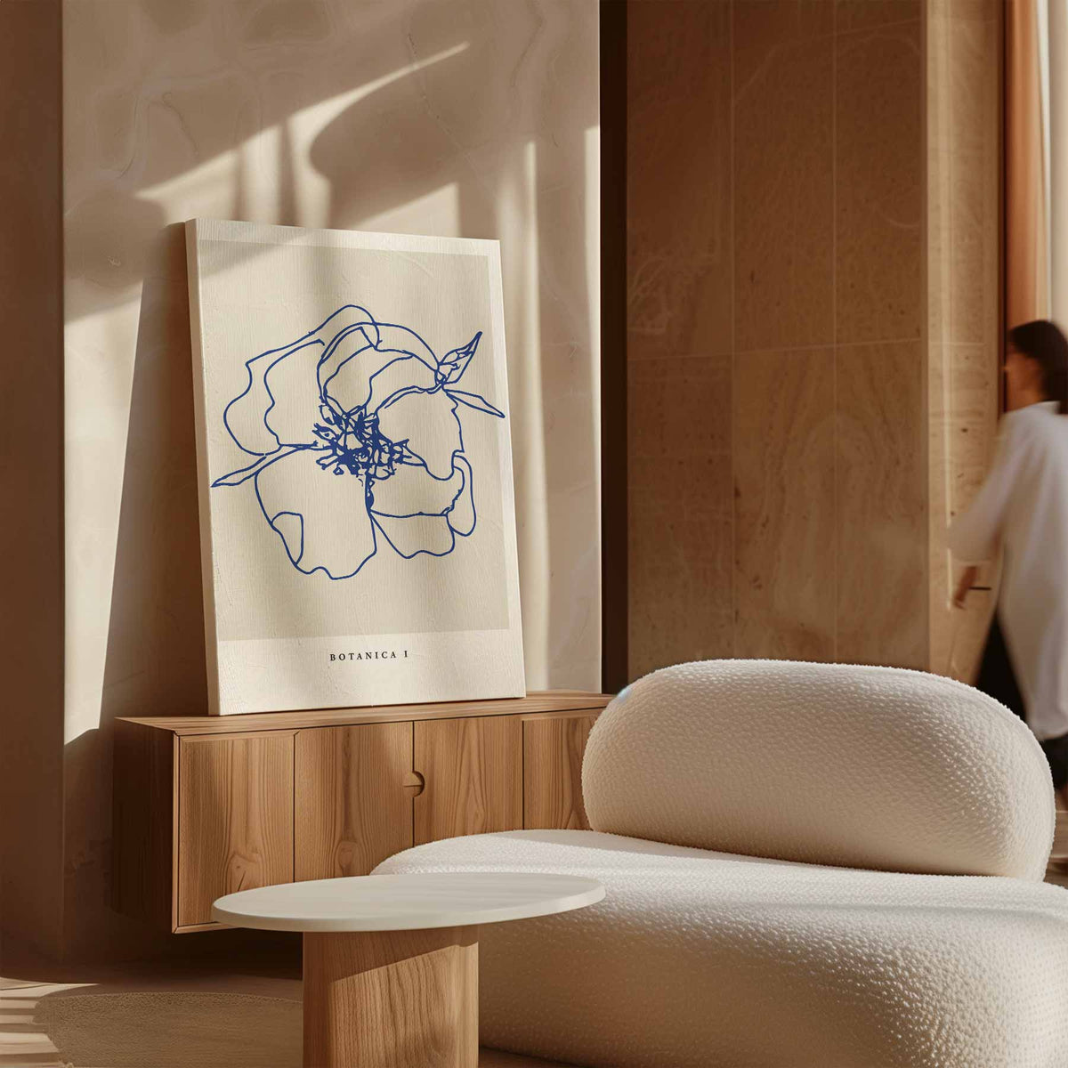 Moderne Botanische Lijntekening – dibond wanddecoratie in staand formaat