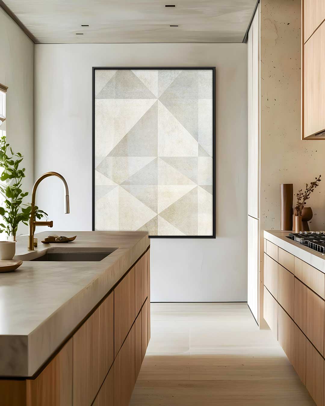 Geometrisch Rustiek Canvas – staande wandkunst voor woonkamer of interieur