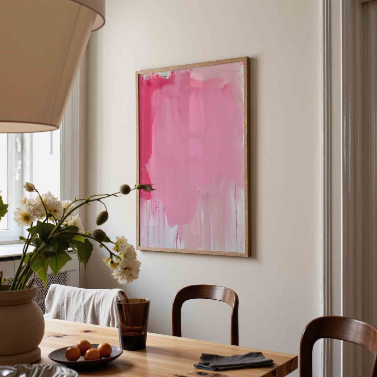 Roze abstracte vormen – kunst en design poster in portret formaat