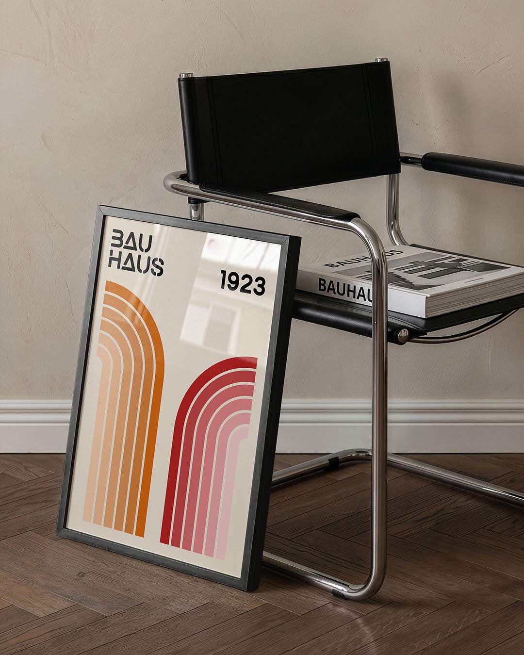 Kleurvlakken en lijnen – staande Bauhaus poster voor aan de muur