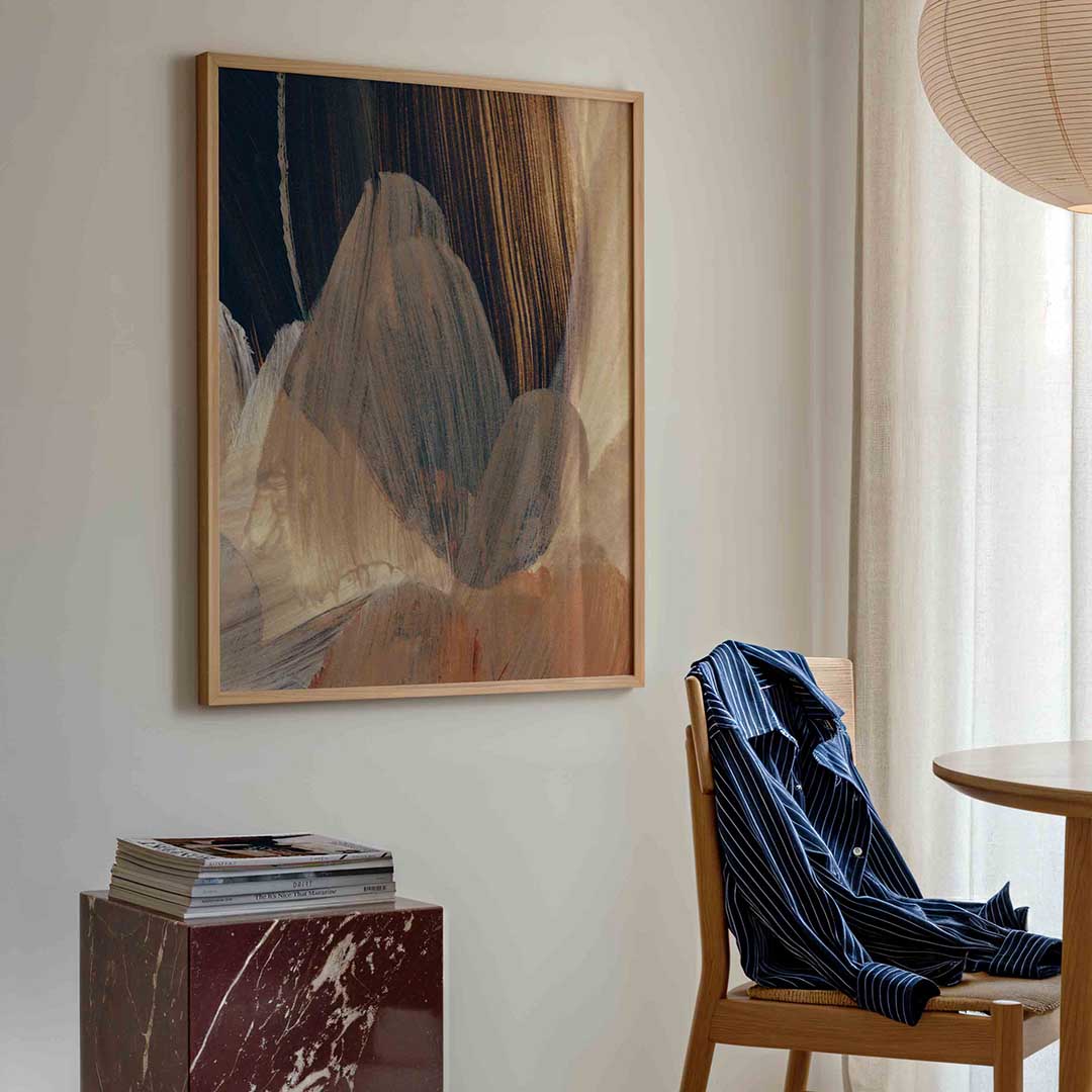 Abstracte penseelstreken – artistieke poster in staand formaat