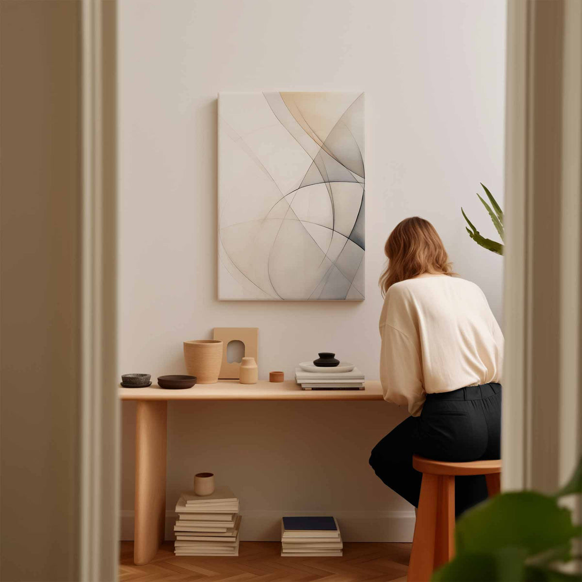 Zachte Lijnen Chaos – modern portret kunstwerk van WallArtistic