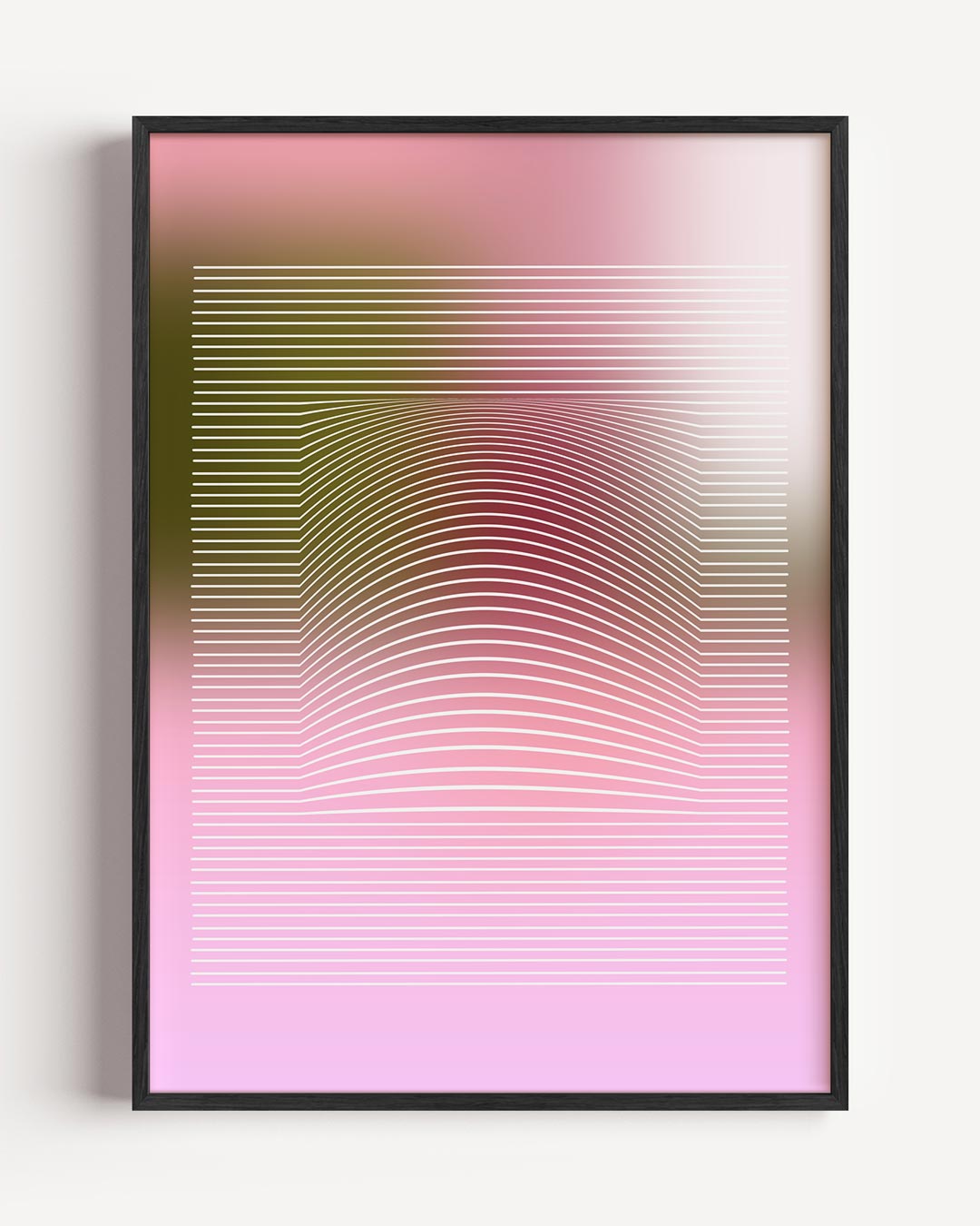 Retro Linie Illusie – kleurrijke abstracte portret poster als wanddecoratie