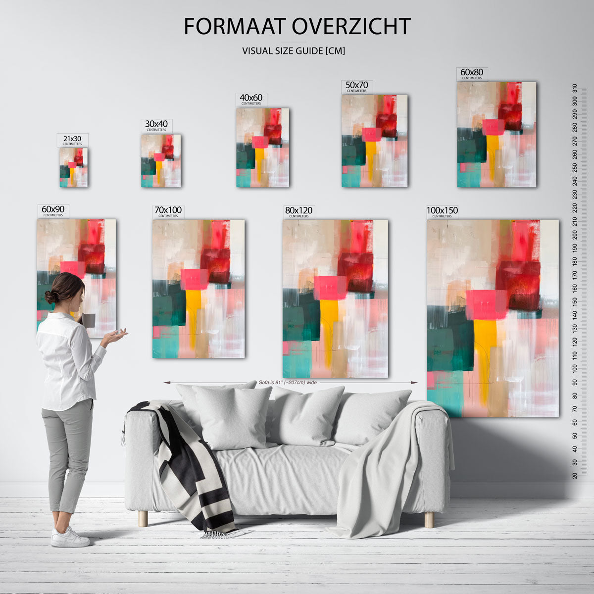 Abstracte vormen – staande muurposter met kleurrijke illustratie
