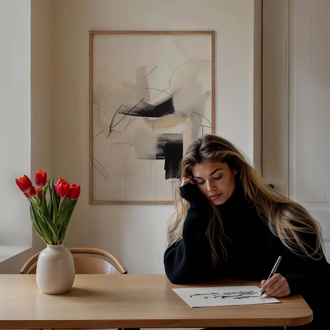 Abstracte Elegantie – staande verfijnde wanddecoratie van WallArtistic