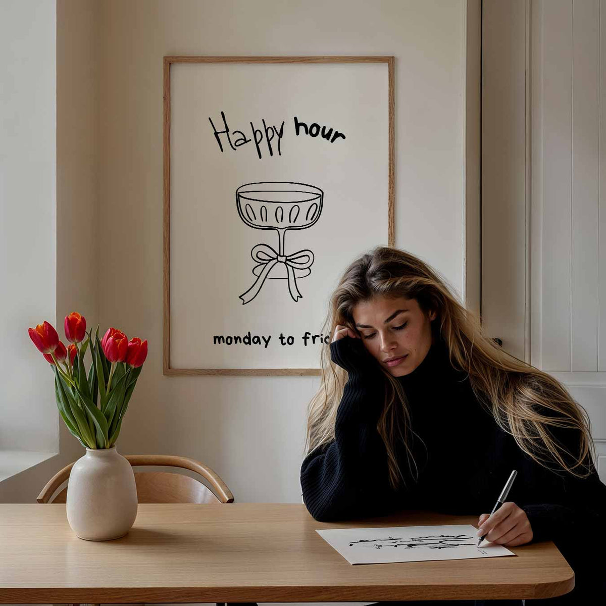 Happy Hour Illustratie – staande muurposter met zomerse uitstraling