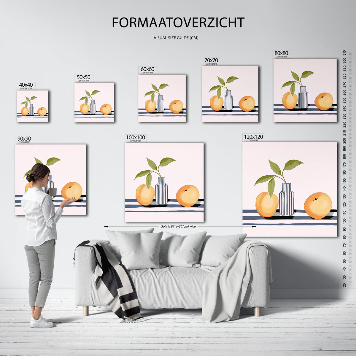 Fruit en vaas – vierkante muurposter voor keuken of eethoek
