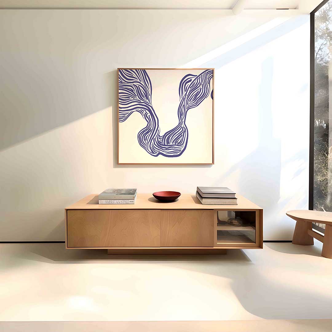 Golvende lijnen – vierkante abstracte wanddecoratie van WallArtistic