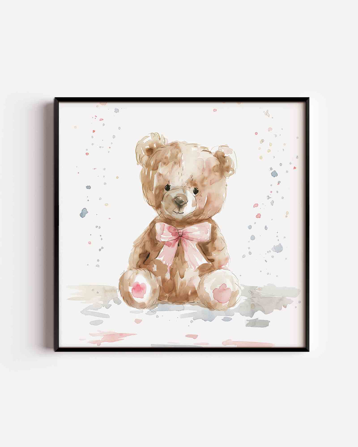 Zittende teddybeer – vierkante kinderposter als wanddecoratie
