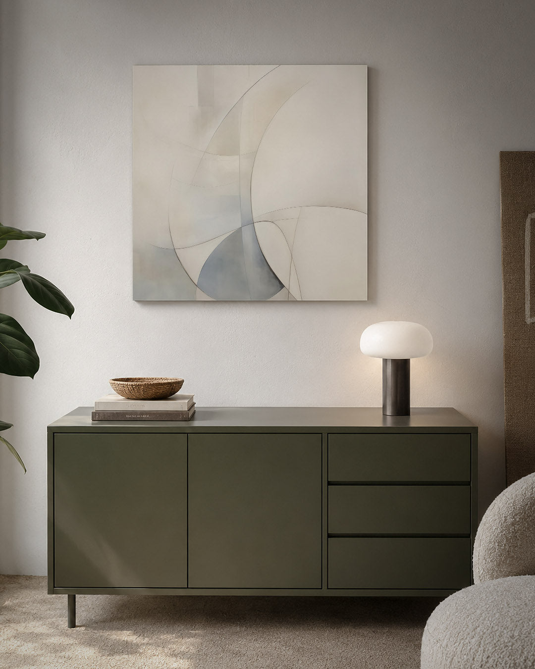 Zachte lijnen compositie kunstwerk – detailweergave – dit kunstwerk toont vloeiende lijnen en zachte overgangen in een