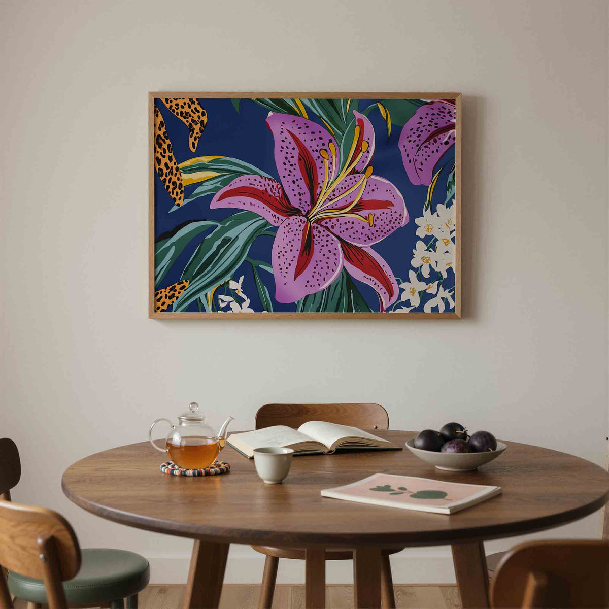 Bloemen en bladeren – liggende jungle wanddecoratie van WallArtistic