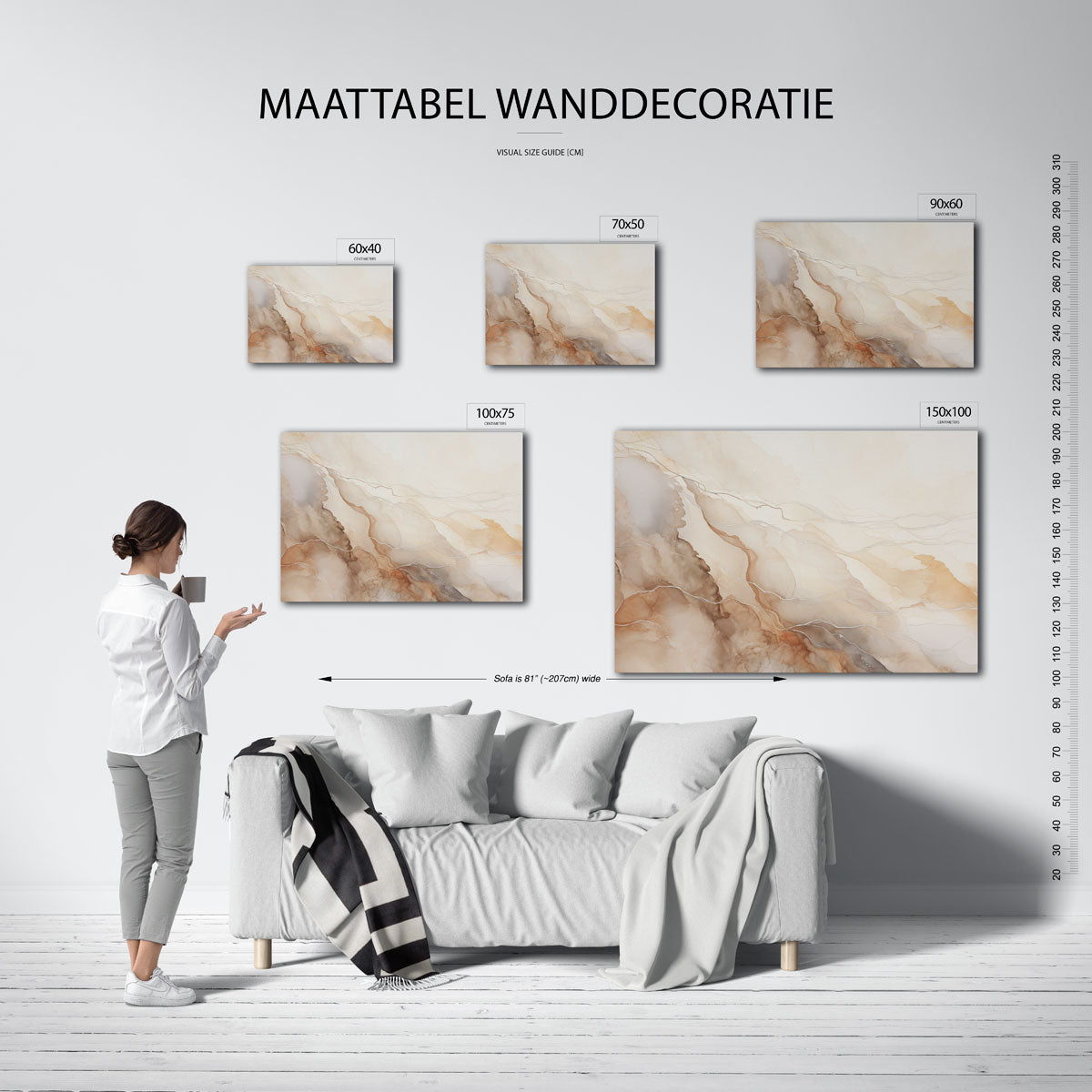 Organische lijnen – Kleurovergangen – moderne liggende wandkunst
